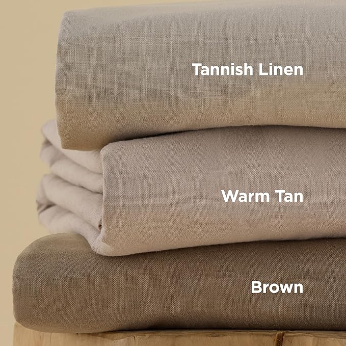 Bedsure Linen Duvet Cover Queen - Linen Cotton Blend Bedding Set, Soft & Cozy, 3 Pieces, 1 Duvet Cover 90x90 Inches and 2 Pillowcases, Brown Color Cooling Bedding, Comforter Sold Separately