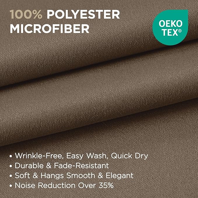 Joydeco Blackout Curtains 108 Inches Long 1 Panel, Thermal Insulated Long Curtains& Drapes 1 Piece, Room Darkening Grommet Drapes for Living Room Bedroom Window (W70 x L108 Inch, Khaki)