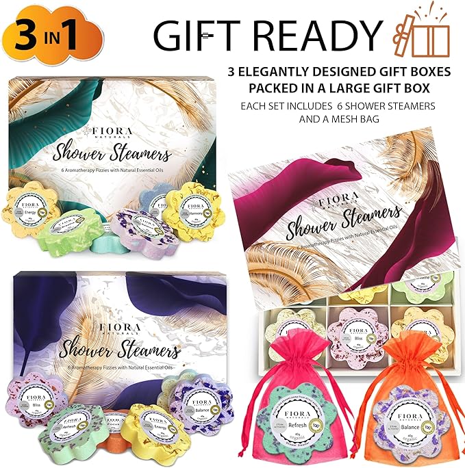 Shower Steamers Aromatherapy - 18 Shower Bombs Aromatherapy Gift Set with Organic Essential Oils for Relaxation and SelfCare, Bath Bombs Tablets, Stocking Stuffers, Christmas Gifts for Her, Wife