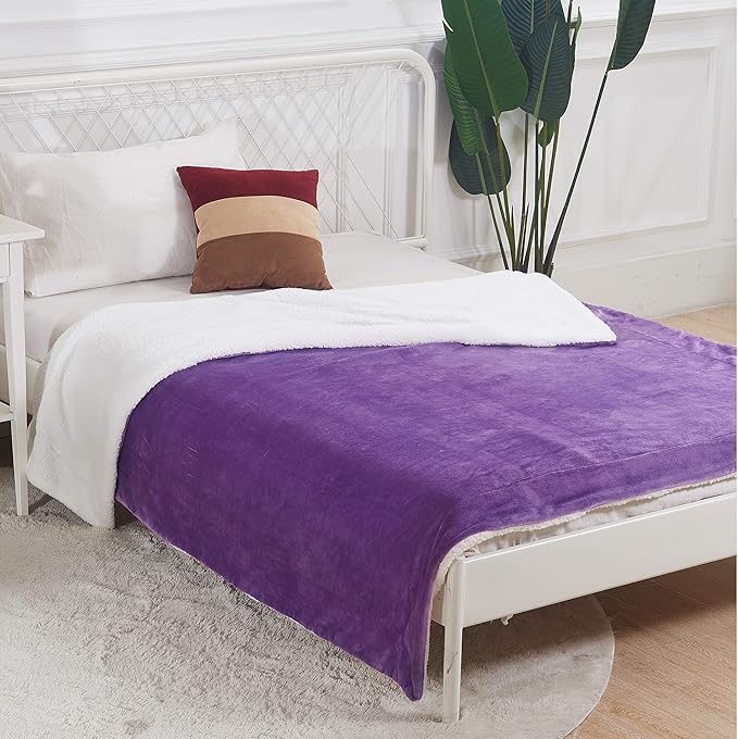 SOCHOW Sherpa Fleece Throw Blanket, Double-Sided Super Soft Luxurious Plush Blanket King Size, Purple 90inch X108''