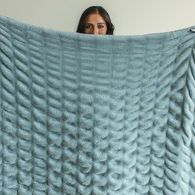 Minky Designs Glacier Glide Minky Blanket – Ultra Soft Faux Fur Throw Blanket for Couch, Bed & Home – Fluffy, Warm & Luxurious – Chic Collection (Large, 60x72)