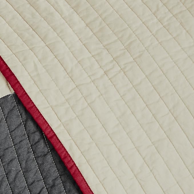 Woolrich Reversible Quilt Cabin Lifestyle Design - All Season, Breathable Coverlet Bedspread Bedding Set, Matching Shams, Oversized King/Cal King, Huntington Plaid Red, 3 Piece
