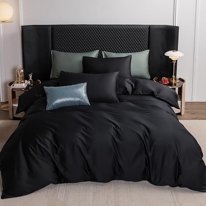 MooMee Duvet Cover Set 100% Extra Long Staple Cotton 600 Thread Count Silky Sateen Smooth Luxury Soft Breathable Durable Hotel Quality Bedding, 3 Pieces (Light Pink, Queen 90"x90")