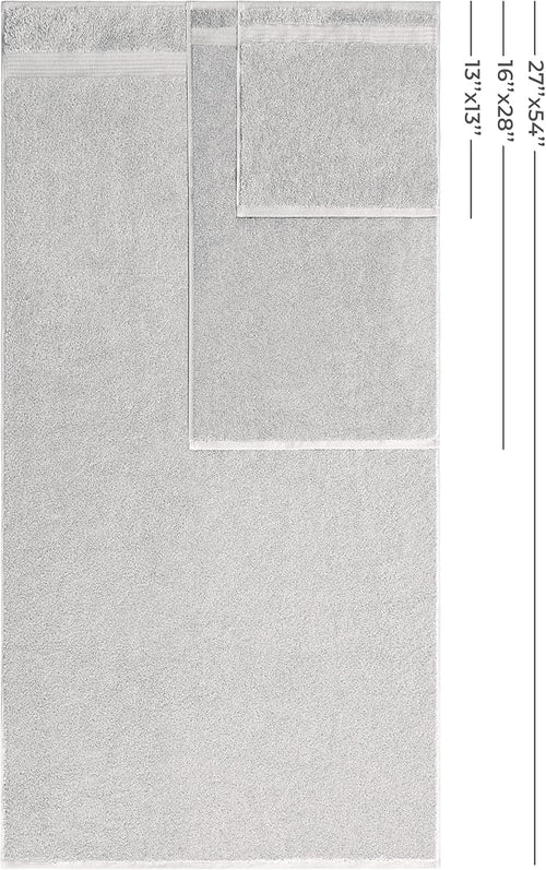 American Veteran Towel, 100% Cotton Turkish 6 Piece Towel Set, Luxury Towels Set of 6 for Bathroom Essentials, 2 Bath Towels 2 Hand Towels 2 Washcloths, Silver Grey