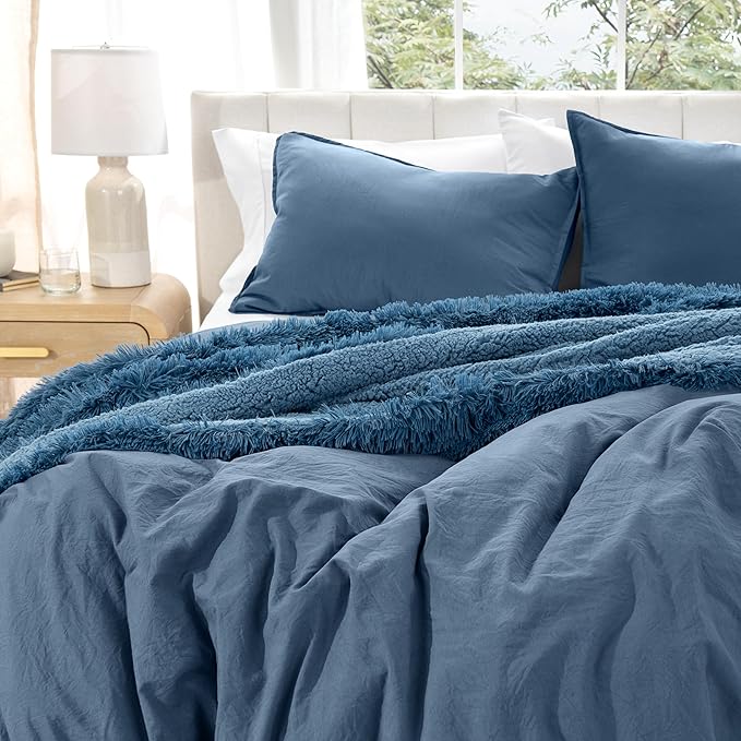 Bare Home Microfiber Duvet Cover Set - Ultra Soft Washed Microfiber - Full Size - Linen-Like Look - Easy Care - Breathable Fabric - Our Softest Duvet Cover Set (Full, Bering Sea)