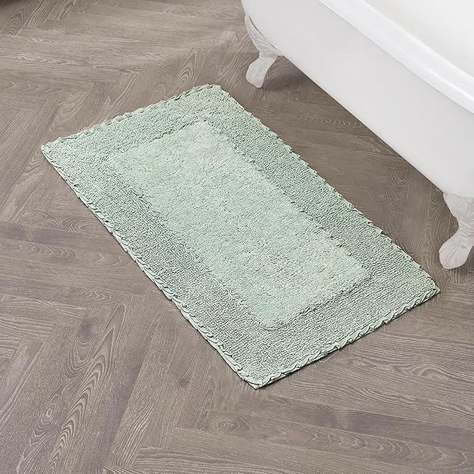 Laura Ashley Ruffle Border Sage Green 27"x 45" 100% Cotton Bath Rug