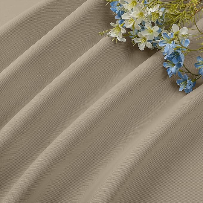 CUCRAF Light Beige Blackout Curtains 63 inch Length 2 Panels Set, Rod Pocket Room Darkening Drapes for Bedroom Living Room, Insulated Thermal Light Blocking Window Curtain (W52 x L63 Inch)