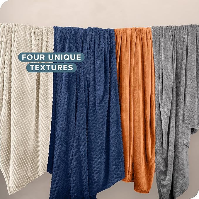 Bare Home Textured Fleece Blanket - Throw/Travel - Ultra-Soft Lightweight for Bed, Sofa, and Couch - Luxury Microplush - Cozy Warm Blanket (Throw/Travel, Chevron Black)