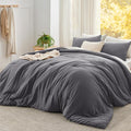 Bedsure Super King Plus Size Comforter Set, Dark Grey Soft Prewashed Bedding for All Seasons, 3 Pieces GentleSoft™ Bed Set, 1 Lightweight Comforter (128"x120") and 2 Pillowcases (20"x36")
