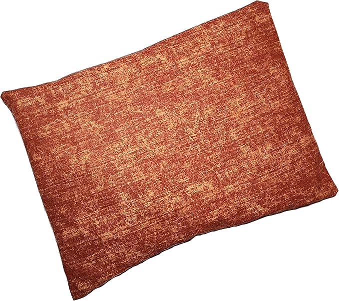 Microwavable Corn Filled Heating Pad and Cold Pack/Washable 100% Cotton Cover (Cross Hatch - Rust, 7.5in W x 11in L)