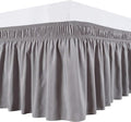 Biscaynebay Wrap Around Bed Skirts for Queen Beds Extra Long Drop of 25", Silver Grey Adjustable Elastic Dust Ruffles Easy Fit Wrinkle Resistant Silky Luxurious Fabric Machine Washable
