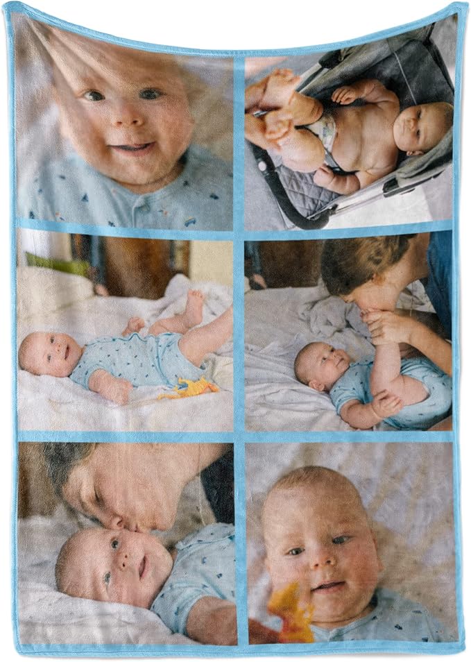 Ships Next Day, Custom Blanket with Picture - Printed in USA, Personalized Photo Blanket (Sherpa – 50x60)