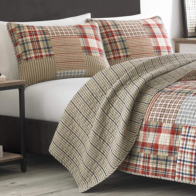 Eddie Bauer - Queen Quilt Set, Reversible Cotton Blend Bedding with Lightweight Feel, 3 Piece Bed Set with Matching Pillowcases (Hawthorne Brown)