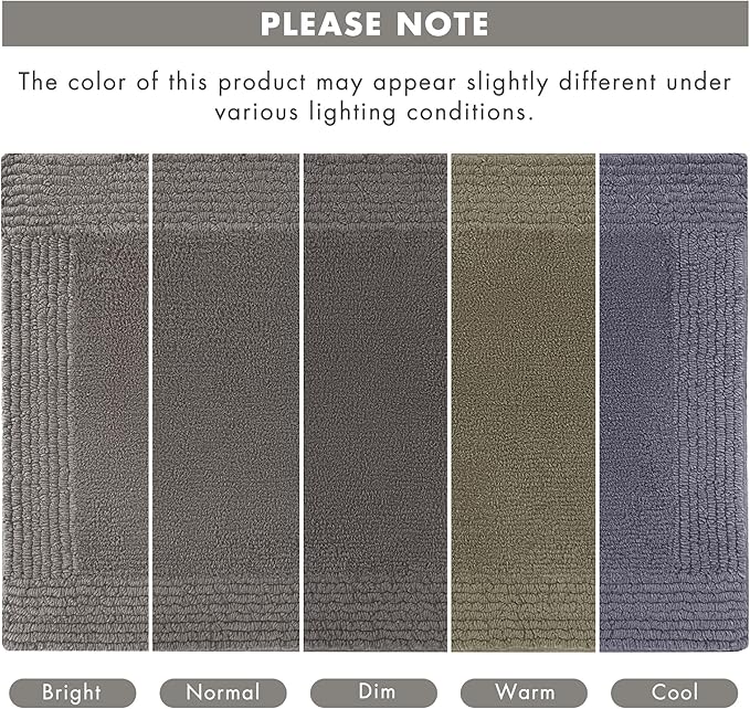 Madison Park Splendor Reversible 100% Cotton Tufted Bathroom Rug-3000 GSM Hotel Quality Luxurious Plush Medium Pile Bath Mat Absorbent, Quick Dry, Shower Room Décor, 21x34, Charcoal