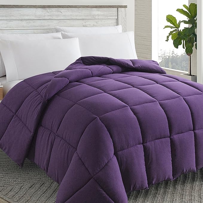 Cosybay Down Alternative Comforter (Purple, Queen) - All Season Soft Quilted Queen Size Bed Comforter - Duvet Insert with Corner Tabs -Winter Summer Warm Fluffy, 88x92inches