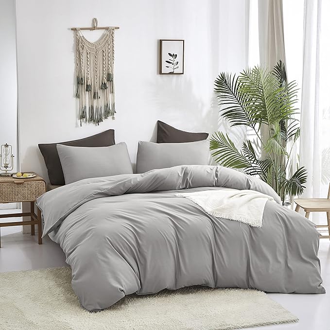 Cottonight Silver Grey Comforter Sets California King Light Grey Bedding Comforter Set Gray Blanket Quilts Solid Modern Bedding Comforter Sets for Cal King Bed Women Men Adults