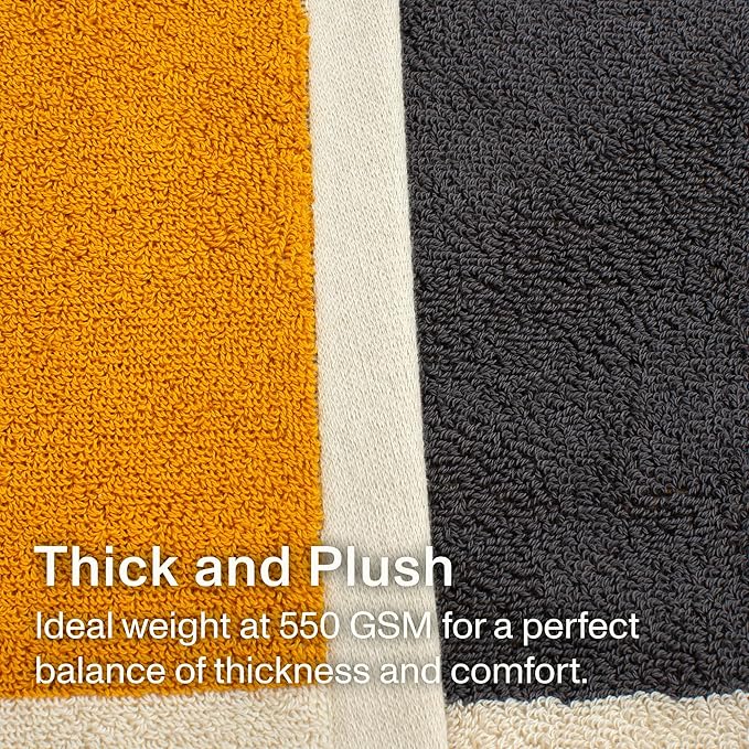 Towels - Ultra Soft, Thick and Plush, Reversible - 1 PC Luxury Bath Towels (27.5"x 54"), 550 GSM,100% Combed Cotton, Made in Portugal, Perfect for Home and Bathroom,Amber Charcoal-Janus