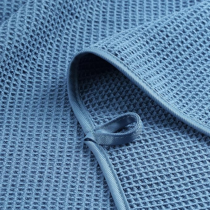 POLYTE Microfiber Oversize Quick Dry Lint Free Waffle Bath Towel for Body, 60 x 30 in, Set of 2