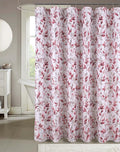 Serafina Home Hotel Quality Fabric Bathroom Shower Curtain: Floral Leaf Damask - Pink, Gray and White (72 x 70 inches)