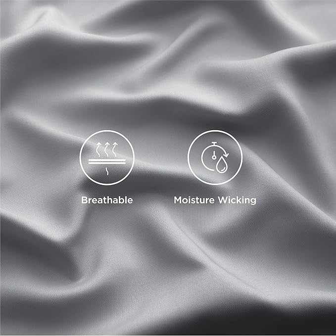 Bedsure Cooling Sheets Twin XL, Rayon Derived from Bamboo, Breathable & Soft Twin XL Sheet Sets, Deep Pocket Up to 16 Inches, Hotel Luxury Silky Dorm Bedding for Hot Sleepers, Silver Grey