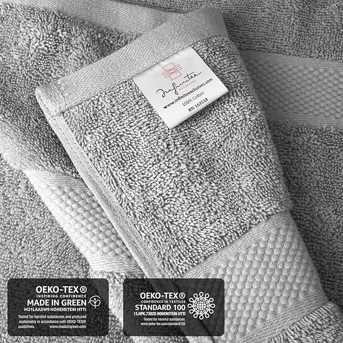 Infinitee Xclusives – Luxury Bath Sheets Towels – 1 Pack 600 GSM (35X70 Inches) – 100% Ring Spun Cotton Large Bath Towels for Bathroom (Charming Grey, Bath Sheets - Pack 1)