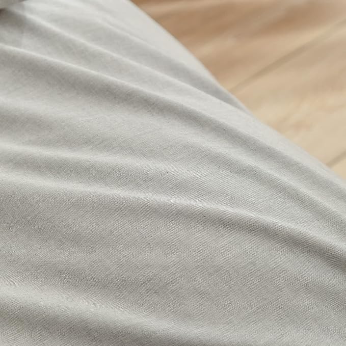 BESTOUCH Duvet Cover Set 100% Washed Cotton Linen Feel Super Soft Comfortable Chic Lightweight 3 PCs Home Bedding Set Solid Light Grey Oversized King