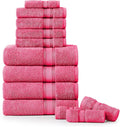 LANE LINEN 12 Pc Bath Towels Set – Ultra Soft 100% Mercerized Cotton, 4 Bath, 4 Hand Towel & 4 Wash Cloth, Zero Twist, Quick-Dry, Long-Lasting Comfort & Hotel Quality, Machine Washable – Fuchsia