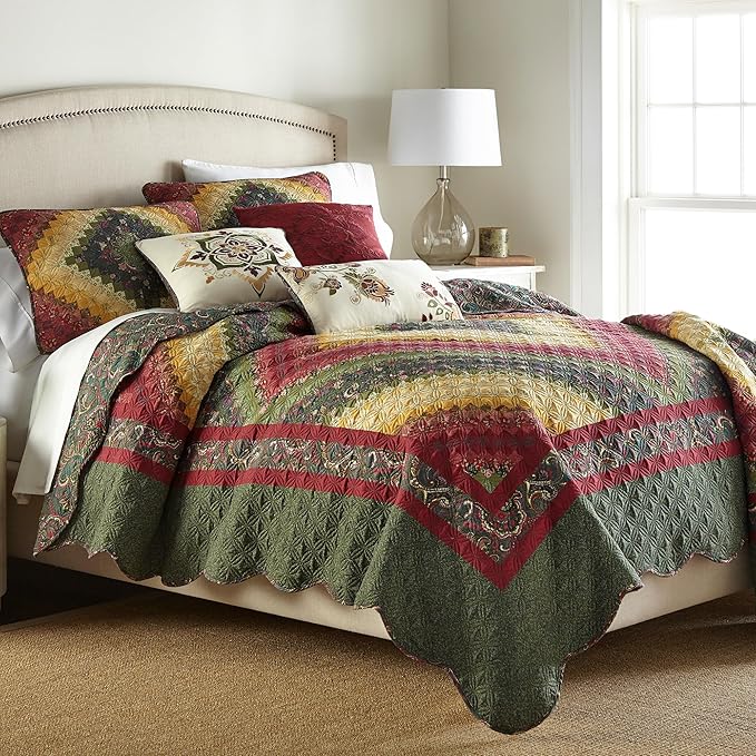 Donna Sharp Contemporary Polyester Quilt with Spice Postage Stamp Design - 1-Piece Twin Size Quilt, Machine Washable, Perfect for Any Decor Theme