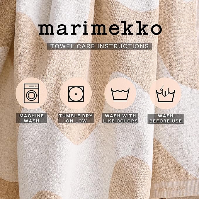 MARIMEKKO Melooni Terry Cotton Hand Towel (Charcoal) – Natural Forms Patterned Hand Towels – 28 in x 20 in
