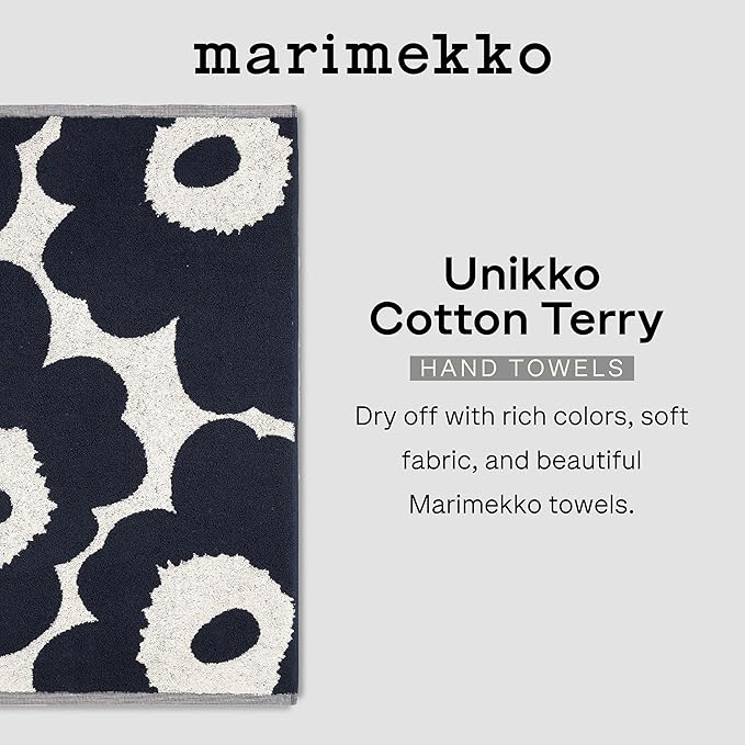MARIMEKKO Unikko Terry Cotton Hand Towel (Red) – Floral Patterned Hand Towels – 28 in x 20 in