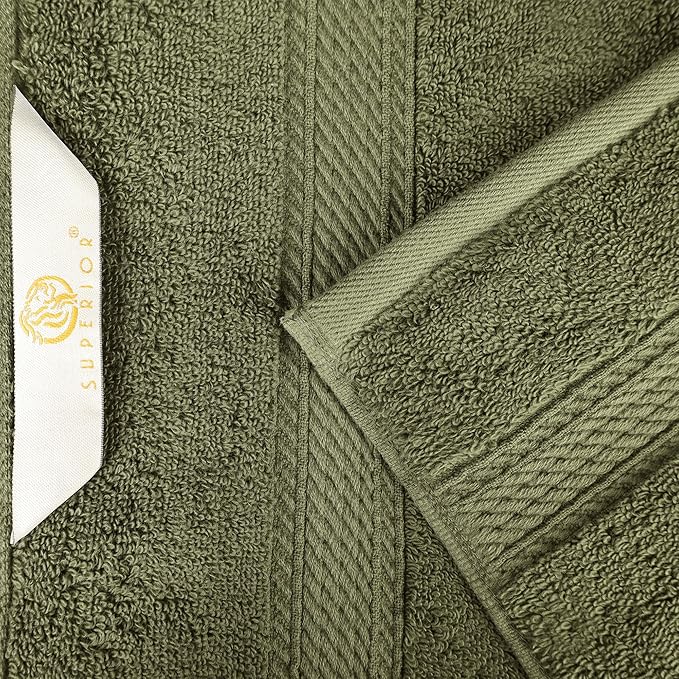 Superior Egyptian Cotton Pile 8 Piece Towel Set, Includes 2 Bath, 2 Hand, 4 Face Towels/Washcloths, Ultra Soft Luxury Towels, Thick Plush Essentials, Guest Bath, Spa, Hotel Bathroom, Forest Green