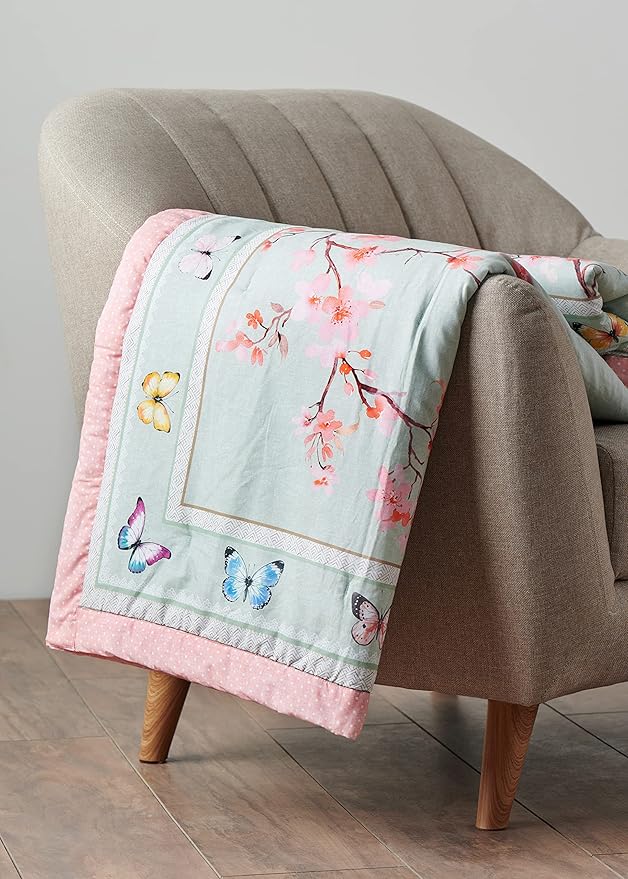 Maison d' Hermine Throw Blanket for Couch Lightweight Soft Warm Breathable Cotton Throw Blankets for Bed Girls Boys Women Men Gifts Sofa Travel Living Room Chair Bedding (50"x60", Blossoms in Spring)