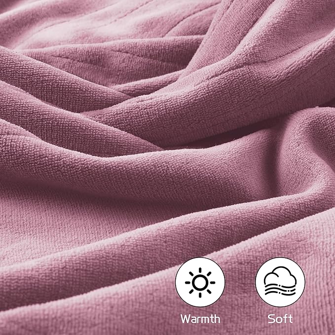 Electric Heated Blanket 62"x84" Twin Size, Soft Coral Fleece with 4 Heating Levels and 10 Hours Auto-Off, Machine Washable, Cozy Plush Fabric for Home, Purple