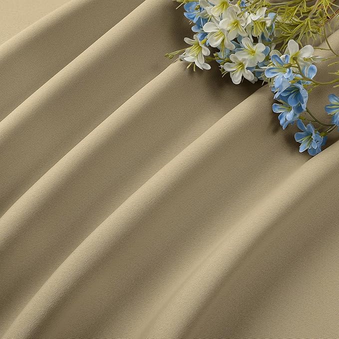 CUCRAF Beige Blackout Curtain 45 inch Length 2 Panels, Rod Pocket Room Darkening Drapes for Bedroom Living Room, Insulated Thermal Light Blocking Window Curtains (W52 x L45 Inch)