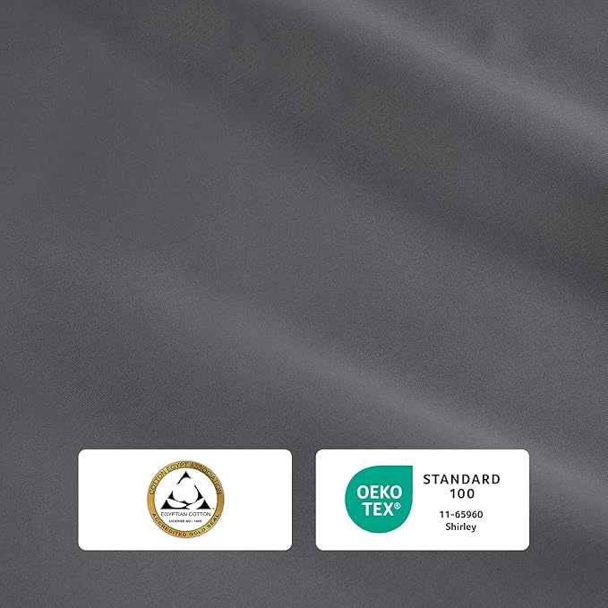 IZOD 100% Egyptian Cotton Sheets Set King Size, Cotton Percale Crisp Sheet Set 4Pc, Lightweight & Deep Pocket fits Upto 17", Long-Staple Soft Combed, Hotel Style Luxury Bedding Sheet - Carbon Steel