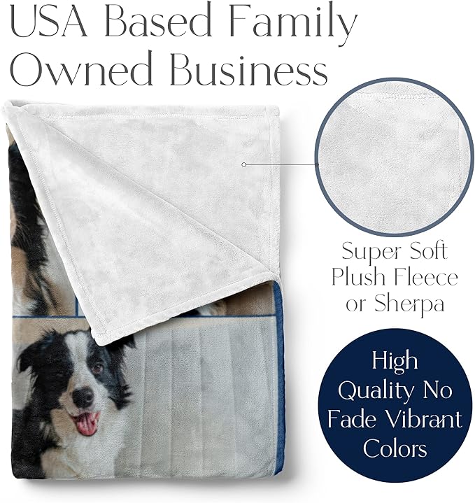 Ships Next Day, Custom Blanket with Picture - Printed in USA, Personalized Photo Blanket 5-Pic(Fleece – 96x120)