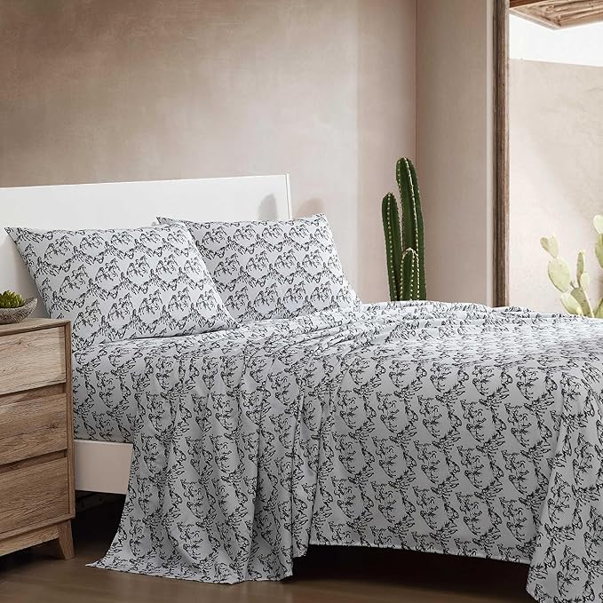 Wrangler - Twin Bed Sheets, Ultra-Soft & Lightweight Bedding with Matching Pillowcase, Lightweight Bed Set for All Season Comfort, Oeko-Tex Certified (Mustangs Black)