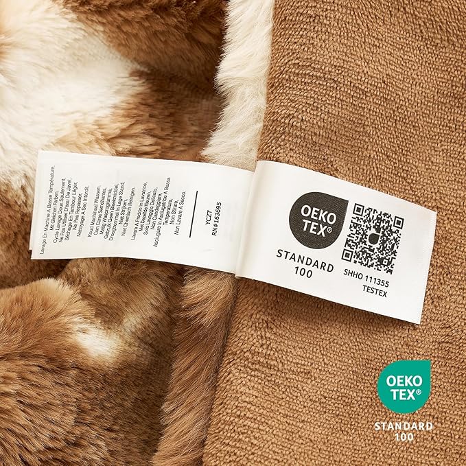 Cozy Bliss Faux Fur Throw Blanket for Couch, Fuzzy Soft Plush Thick Striped Blanket for Sofa Bedroom Living Room, 50 * 60 Inches Tie-dye Brown