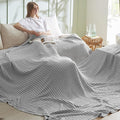 Bedsure Cooling Cotton Waffle Oversized King Blanket - Lightweight Breathable Blankets Rayon Derived from Bamboo for Hot Sleepers, Luxury Throws for Bed and Sofa, Grey, 120x96 Inches