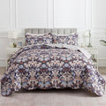 HoneiLife Quilt Set Queen Size - Microfiber Bedspreads for Queen Bed, Reversible Coverlet Lightweight Bedcover Quilt Bedding Sets-Navy