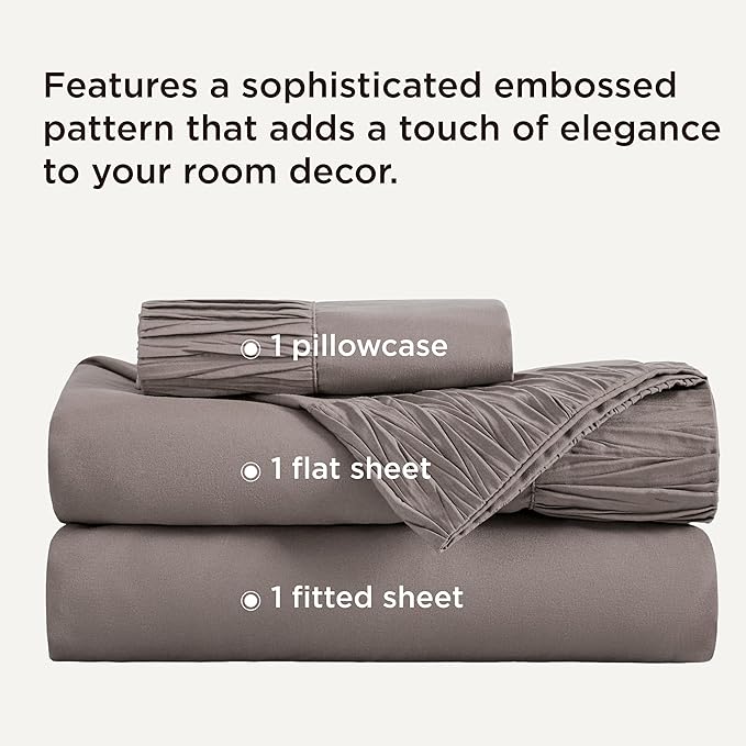 Bedsure Twin Sheets Set - 3 Pieces Soft Twin Bed Sheets - Breathable & Cooling - Hotel Luxury - Easy Care Polyester Microfiber Bedding for Women, Men, Taupe