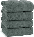 Chakir Turkish Linens 100% Cotton Premium Turkish Towels for Bathroom | 16'' x 30'' (4-Piece Hand Towel, Dark Gray)