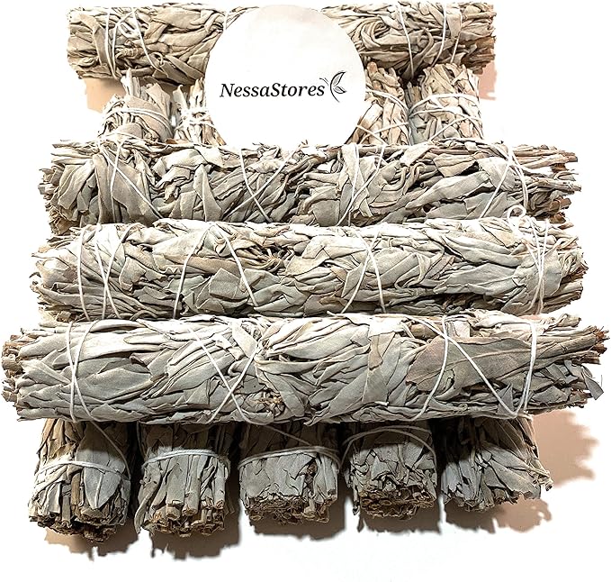 NessaStores 3 pcs California White Sage Extra Large Smudge Sticks, 9-Inch Hand Tied, All Natural, Ethically Sourced for Home Cleansing, Stress Relief, & Clearing Negative Energy JC-139