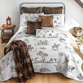 BLACK FOREST DECOR Cowboy Ranch King Quilt Set - Lightweight, Western Style Bedding with Cowboys and Horses, Includes Quilt and Shams, Machine Washable
