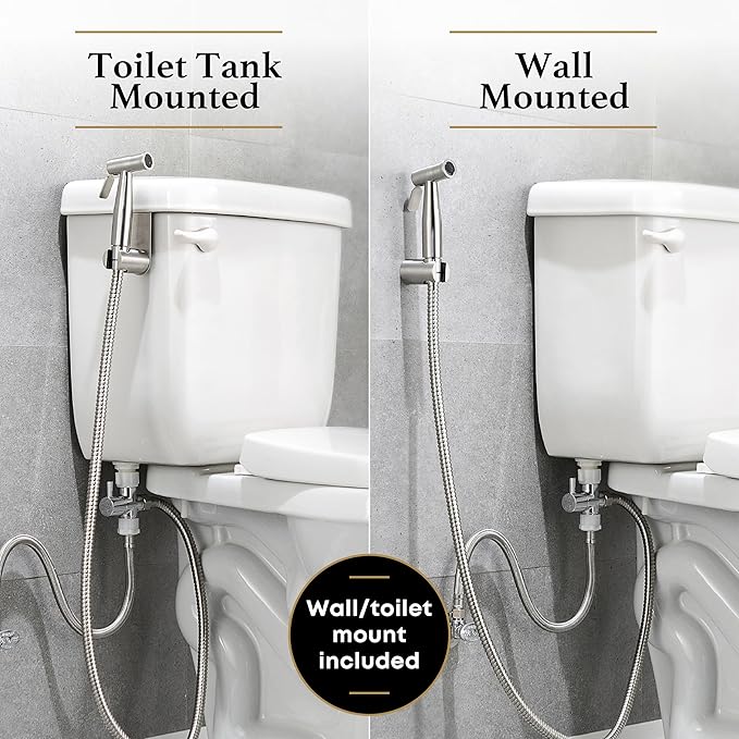 Purrfectzone 3 Pack Bidet Sprayer for Toilet, Handheld Kit, Easy-to-Install Toilet Shattaf Set, Hand Held Stainless Steel Shower with Adjustable Flow, Cloth Diaper wash