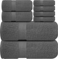 Infinitee Xclusives Luxury 100% Cotton Towel Set – 8 Piece Bathroom Towel Set (2 Bath Towels, 2 Hand Towels, 4 Washcloths) – Soft & Absorbent Towels for Bathroom (Shadow Grey)