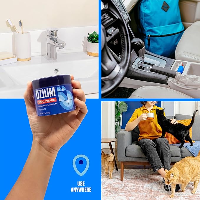 Ozium 4.5 Oz. Odor Eliminating Gel for Homes, Cars, Offices and More, Original, 4 Pack
