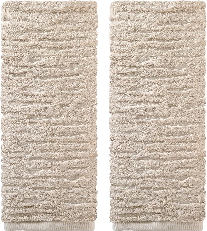 SKL Home CloudSoft Cotton Luxury 2-Piece Hand Towel Set, Oatmeal