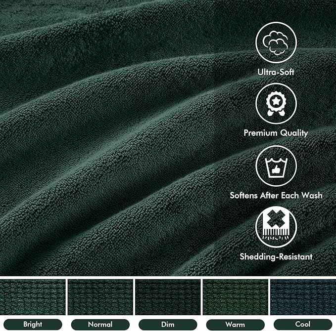 Madison Park 800GSM Bathroom Towel Set of 8 100% Cotton Bath Towel Set for Bathroom Luxurious Highly Absorbent 2 Bath Towels 2 Hand Towels 4 Washcloths Quick Dry Spa Quality Dark Green