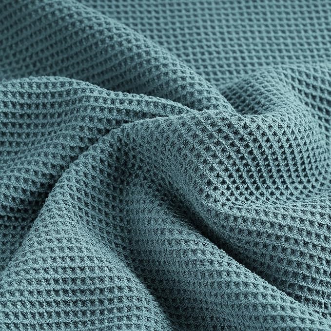 POLYTE Microfiber Oversize Quick Dry Lint Free Waffle Bath Towel for Body, 60 x 30 in, Set of 2